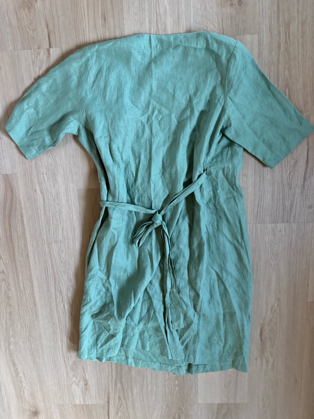 Grae Cove Linen Wrap Dress Green M - Picture 2 of 4